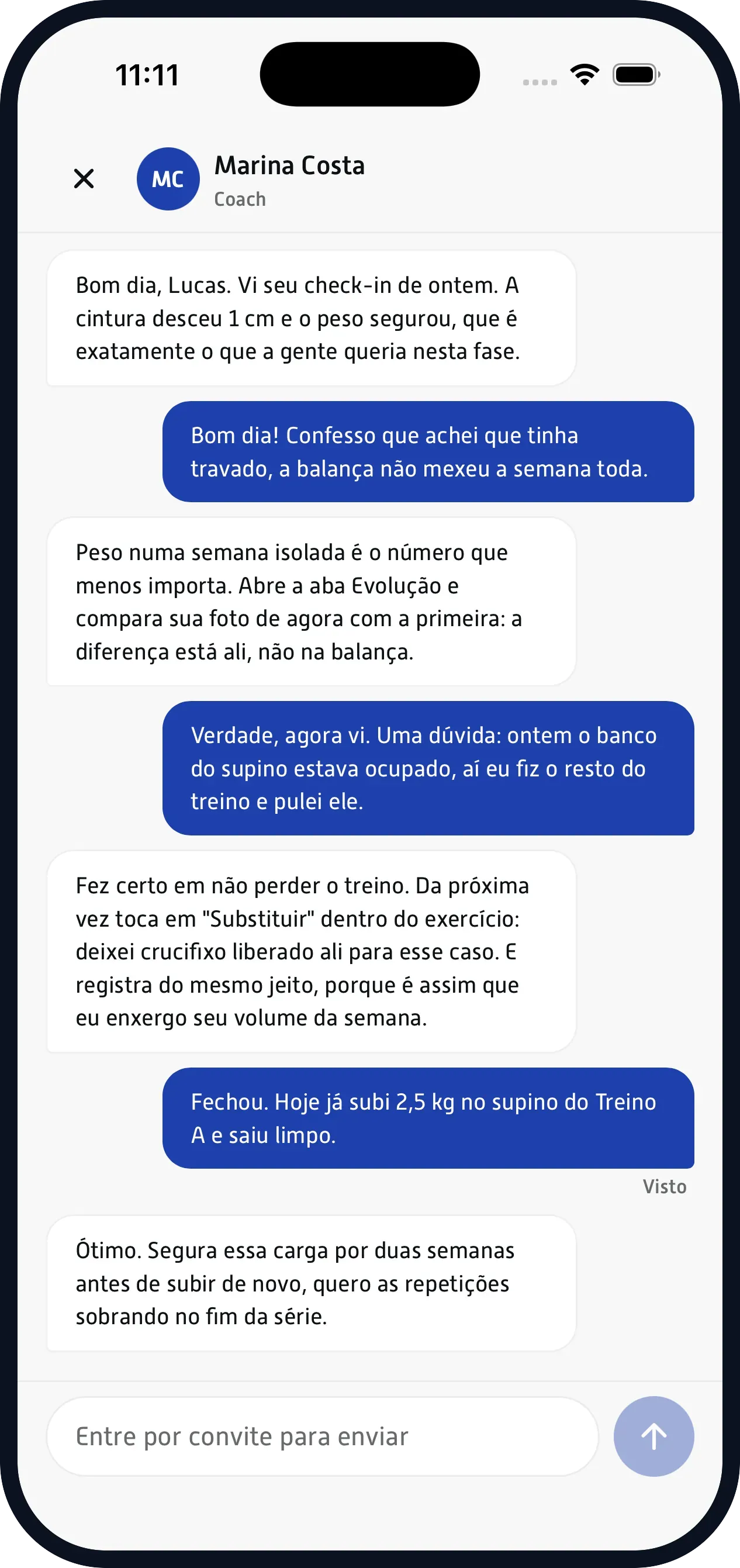 Você a um toque. Conversa direta com você, sem se perder no meio de outras mensagens.