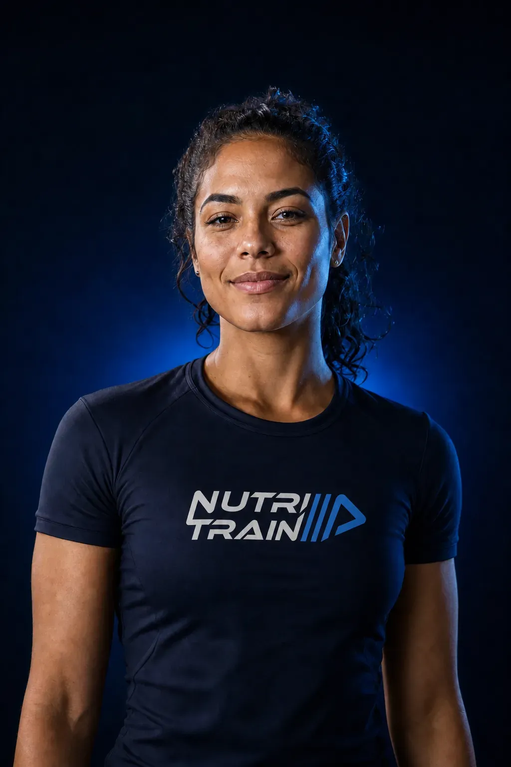 Personal trainer sorrindo, pronta para acompanhar os alunos